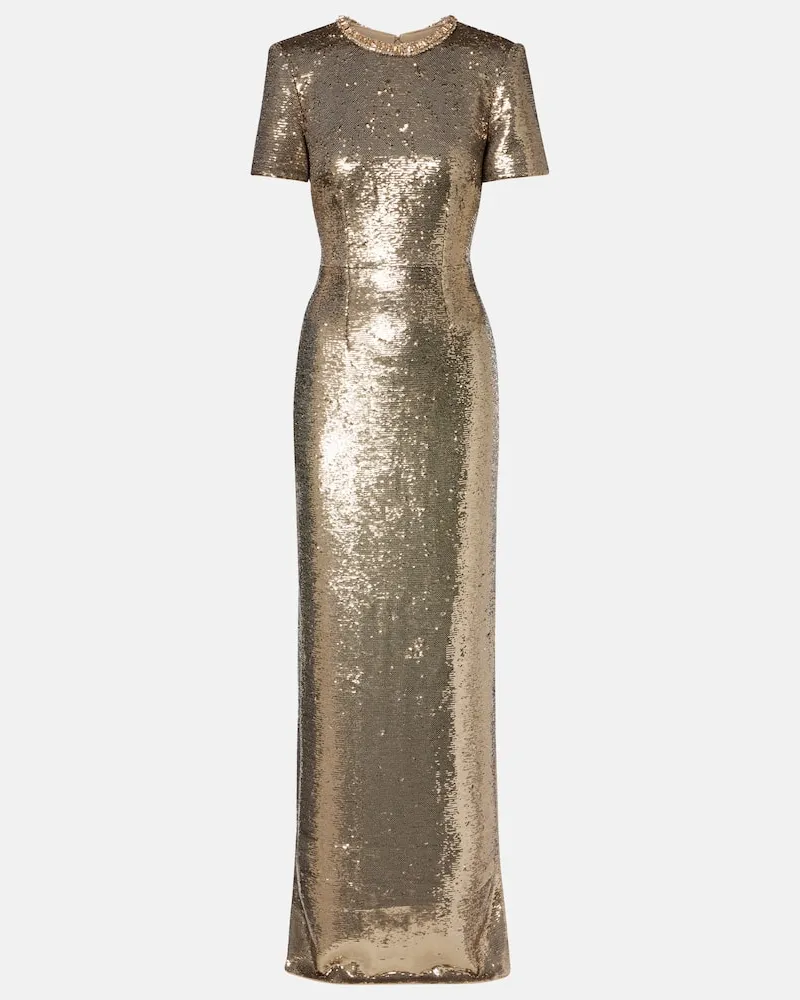 Roland Mouret Robe mit Pailletten und Kristallen Gold
