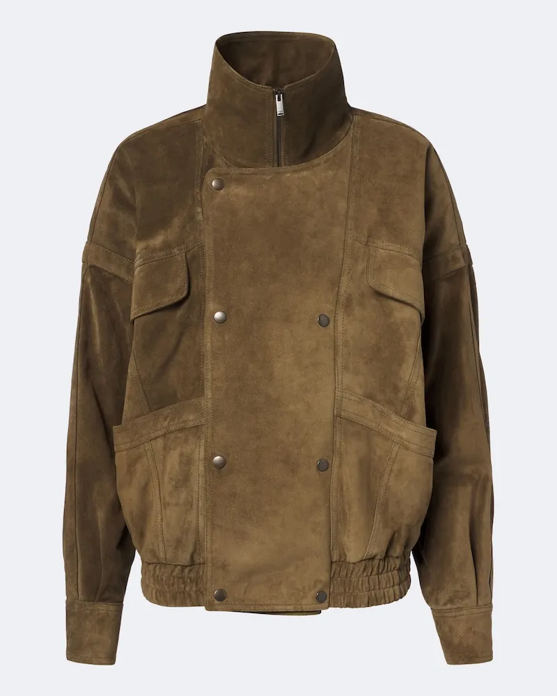 Saint Laurent Blouson aus Veloursleder Grün