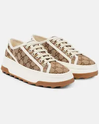 Gucci Bedruckte Plateau-Sneakers GG Beige