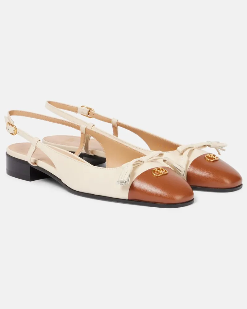 Valentino Garavani Slingback-Ballerinas Valet Du Roi aus Leder Weiß