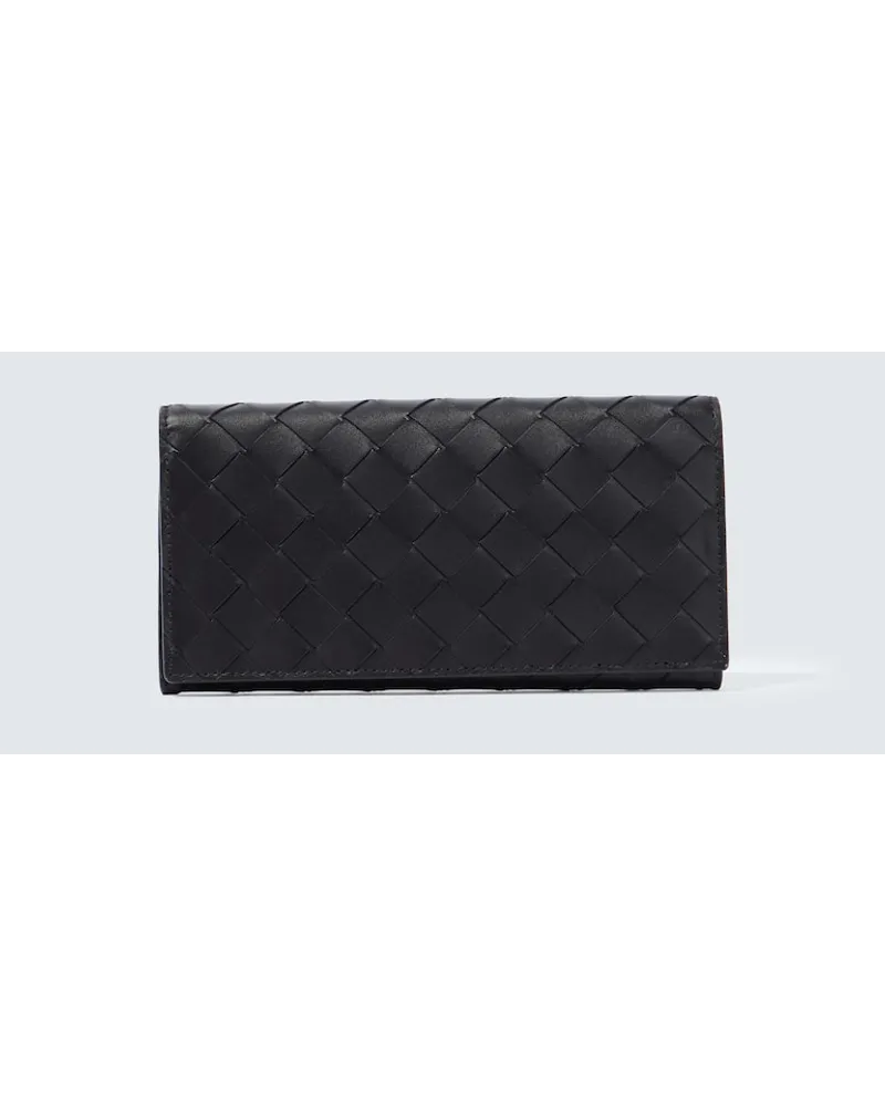 Bottega Veneta Portemonnaie Intrecciato aus Leder Schwarz