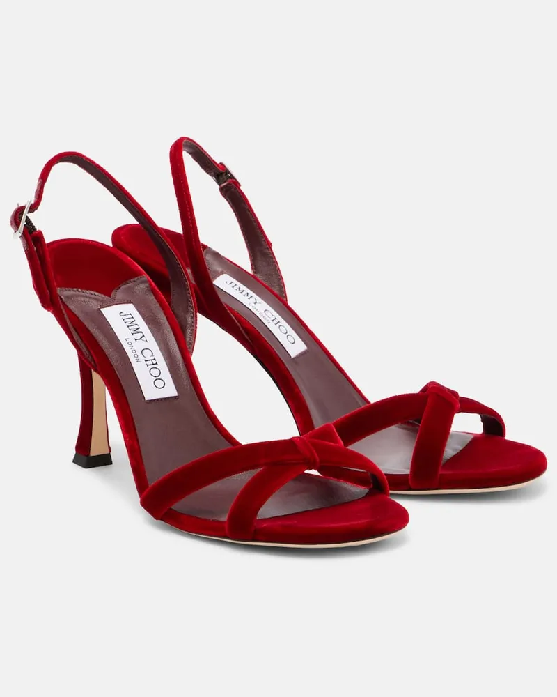 Jimmy Choo Slingback-Sandalen Elsy 90 aus Samt Rot
