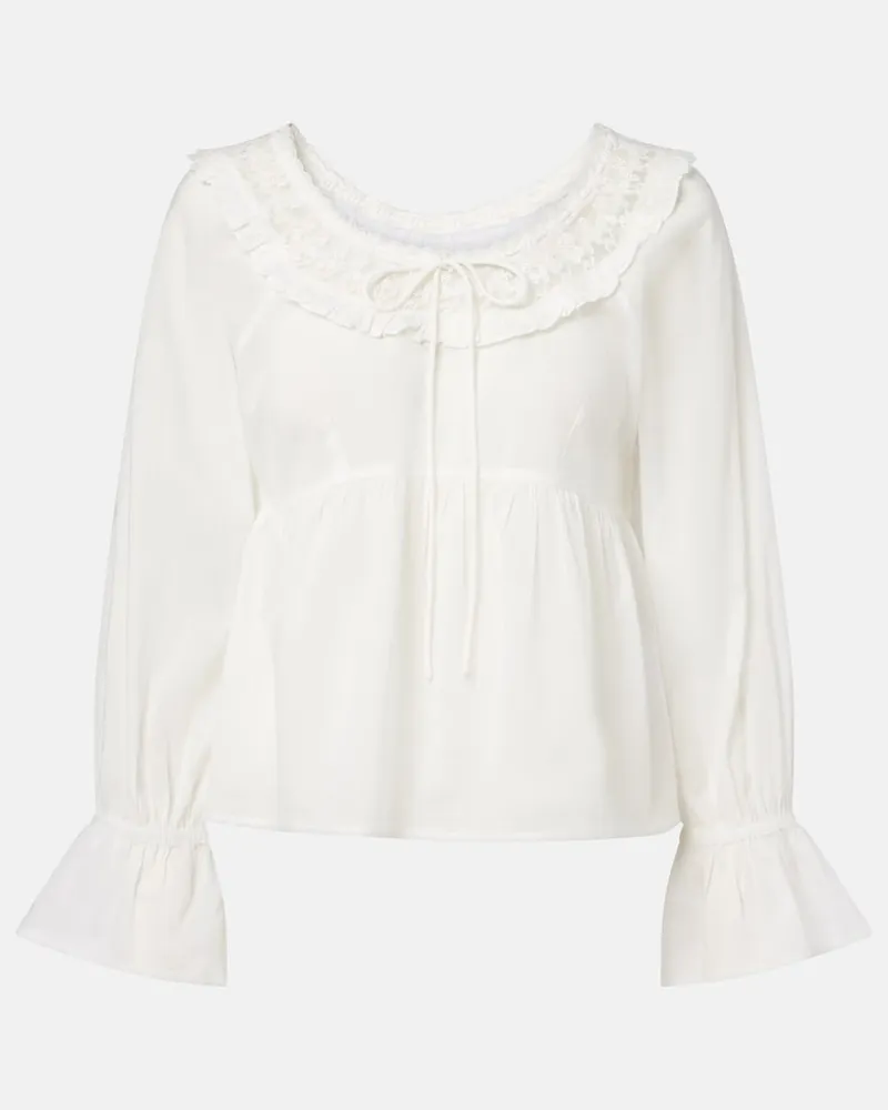 Posse Bluse Danielle aus Baumwolle mit Spitze Weiß