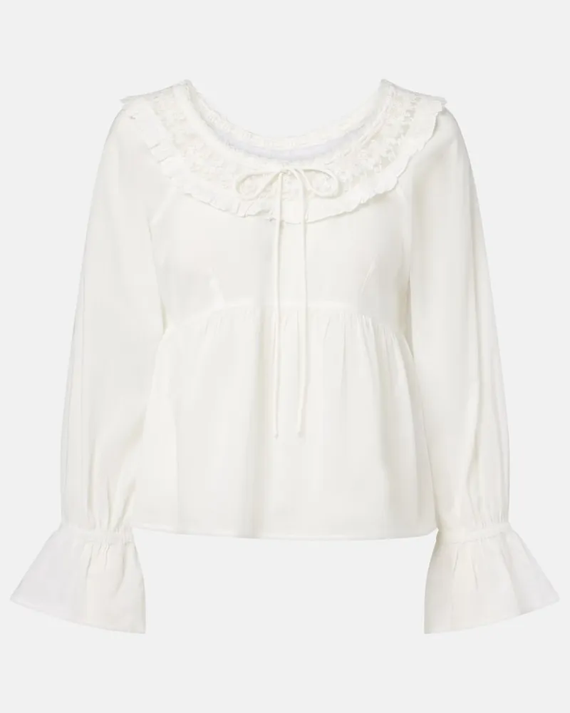 Posse Bluse Danielle aus Baumwolle mit Spitze Weiß