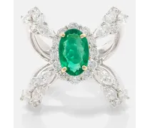 Ring Reign Supreme aus 18kt Weissgold mit Diamanten und Smaragd