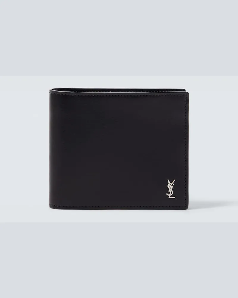 Saint Laurent Portemonnaie Tiny Cassandre aus Leder Schwarz