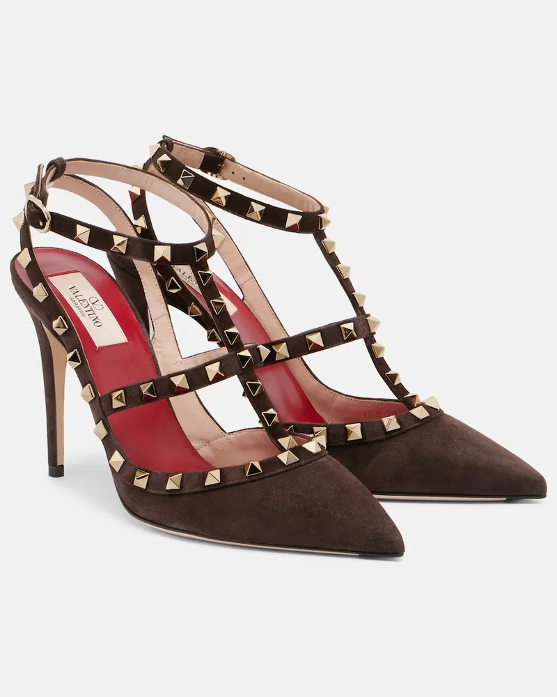 Valentino Garavani Pumps Rockstud aus Veloursleder Braun