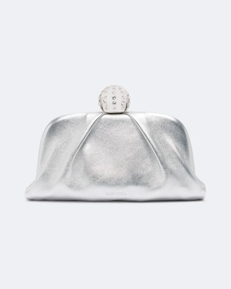 Aquazzura Verzierte Clutch Tequila aus Canvas Silber