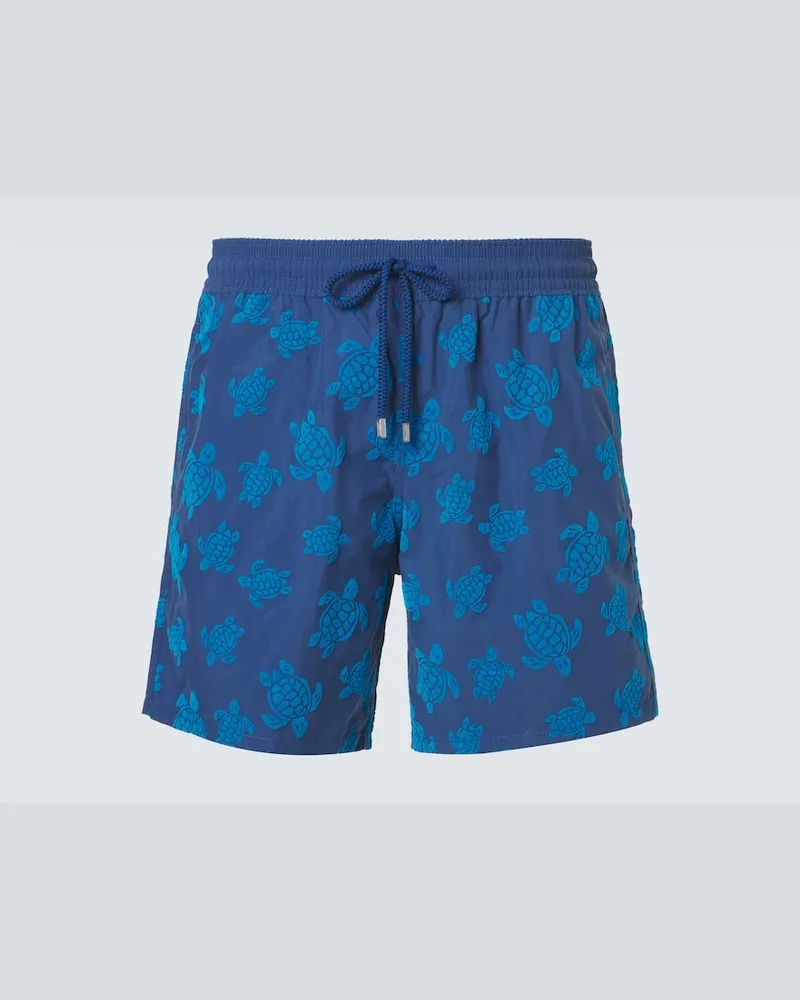 Vilebrequin Bedruckte Badeshorts Moorea Blau