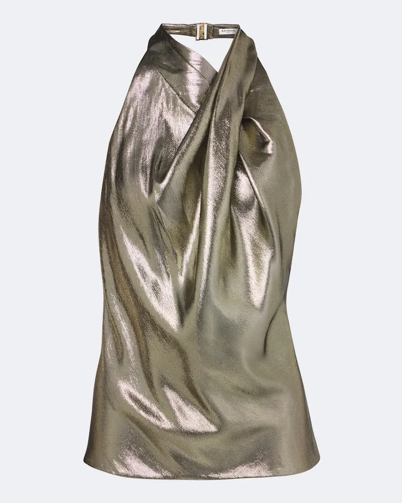 Balmain Top aus einem Seidengemisch Gold