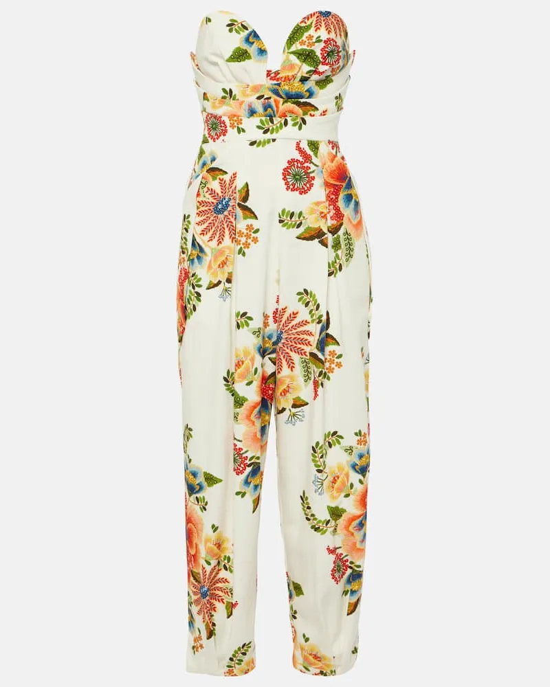 FARM Rio Bedruckter Jumpsuit Delicate Garden Weiß