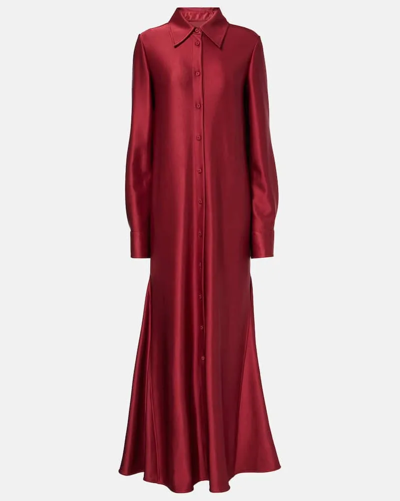 Jil Sander Hemdblusenkleid aus Satin Burgunderrot