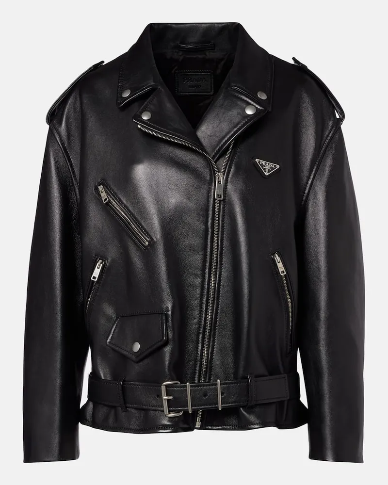 Prada Bikerjacke aus Leder Schwarz