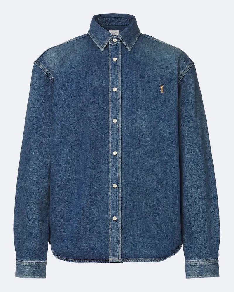 Saint Laurent Jeanshemd Cassandre Blau