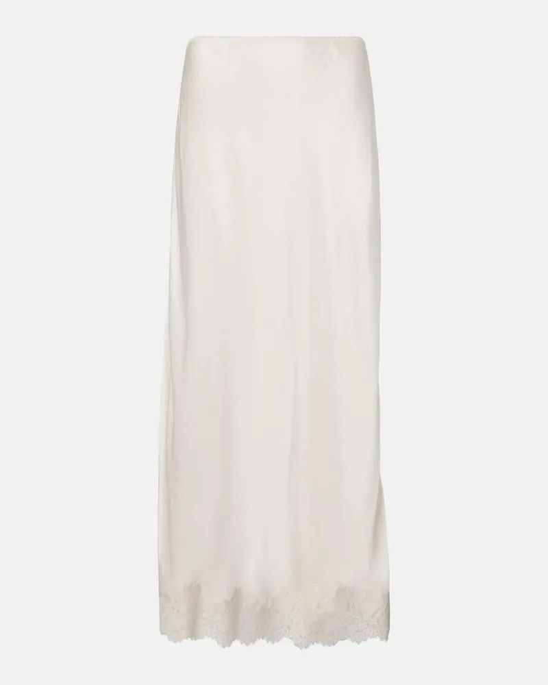 RIXO Slipskirt Matilde aus Satin mit Spitze Weiß