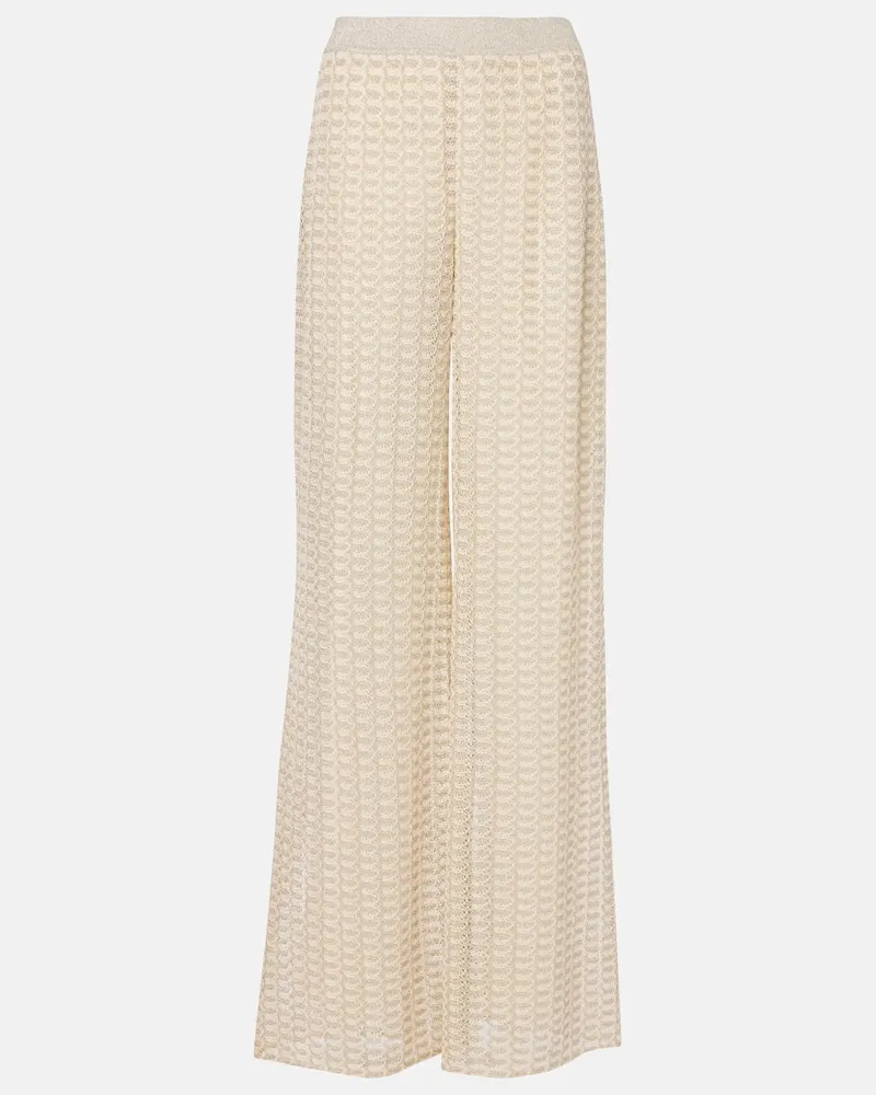 Missoni Weite Hose aus Häkelstrick Gold