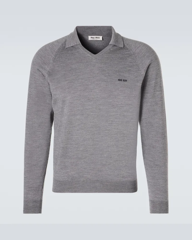 Miu Miu Polopullover aus Schurwolle Grau