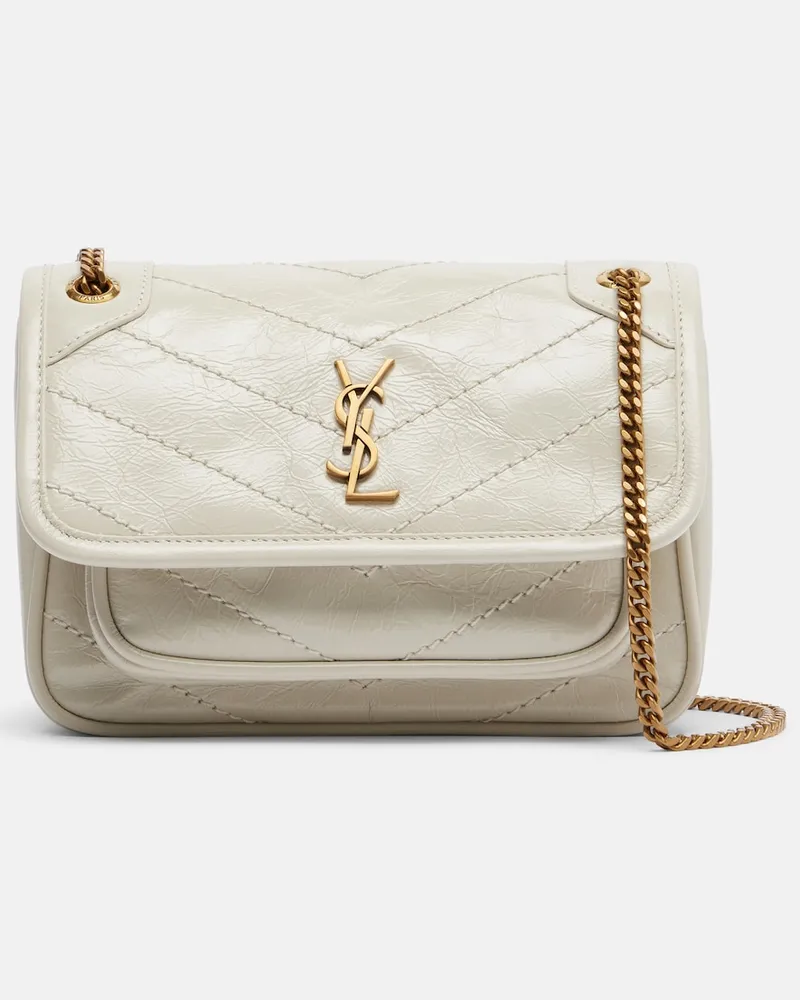 Saint Laurent Schultertasche Niki Cassandre Mini aus Leder Weiß