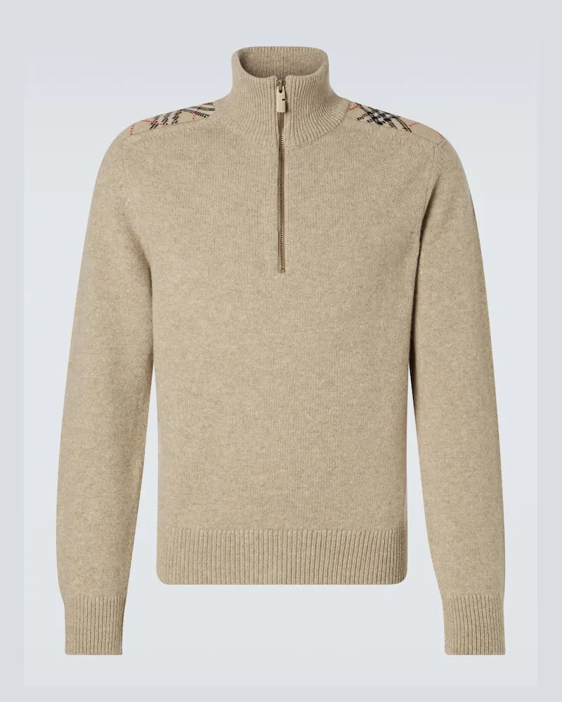 Burberry Pullover Burberry Check aus Wolle und Kaschmir Beige