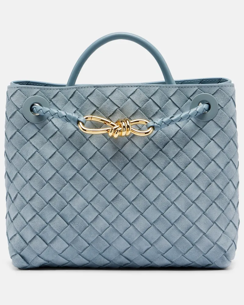 Bottega Veneta Henkeltasche Andiamo Small aus Veloursleder Blau