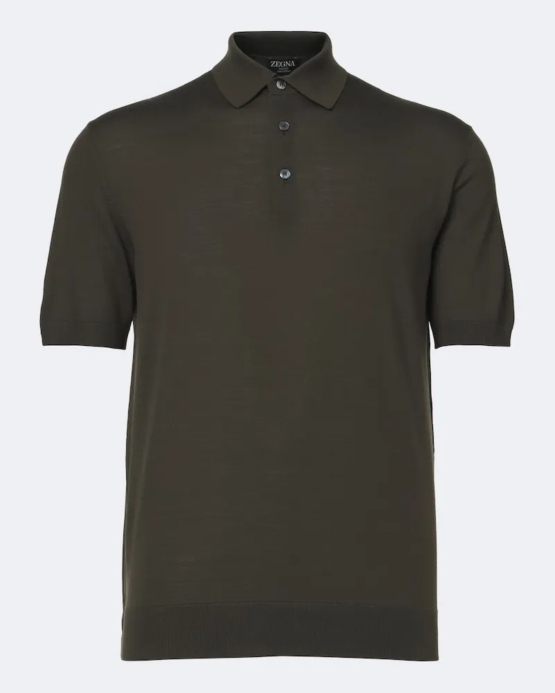 Ermenegildo Zegna Poloshirt aus Woll-Piqué Grün