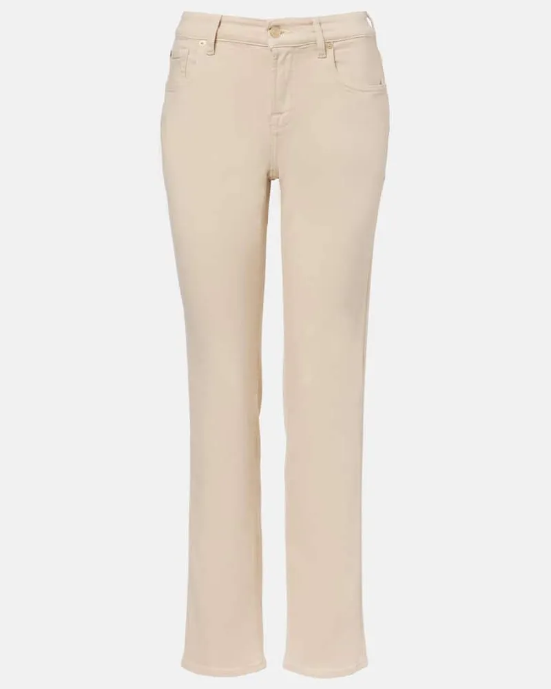 7 for all mankind Mid Rise Straight Jeans Calie Beige