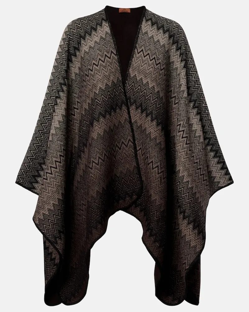 Missoni Cape Zig Zag aus Wolle Braun