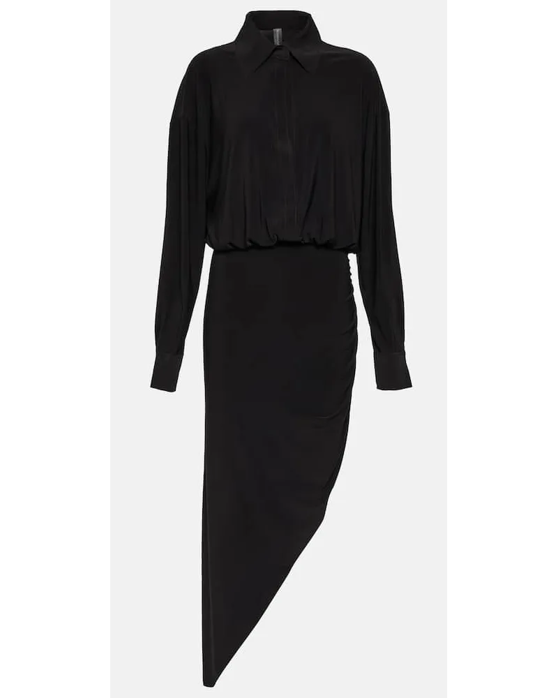 Norma Kamali Midikleid aus Jersey Schwarz
