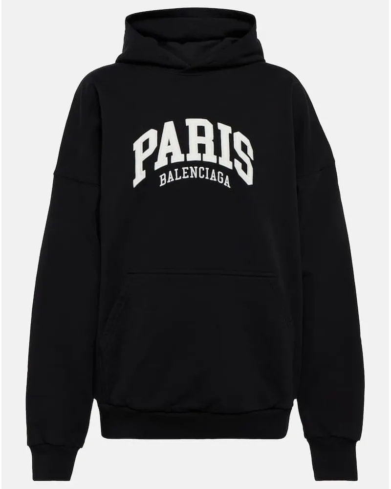 Balenciaga Cities Hoodie Paris aus Baumwolle Schwarz