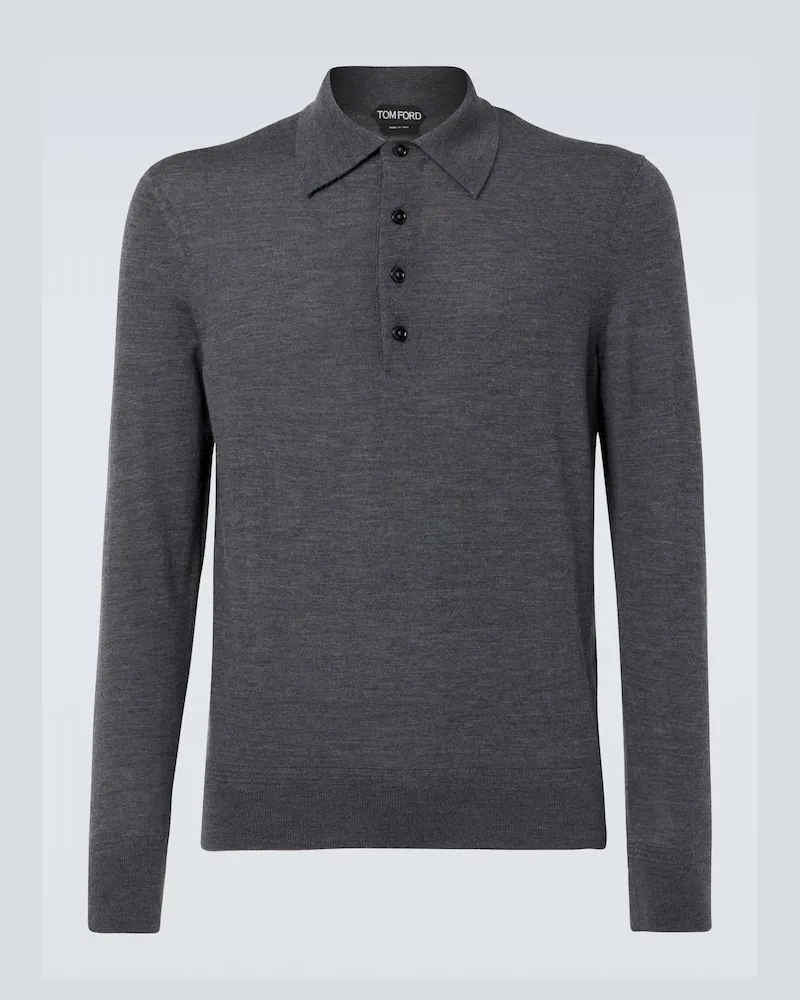 Tom Ford Polopullover aus Wolle Grau