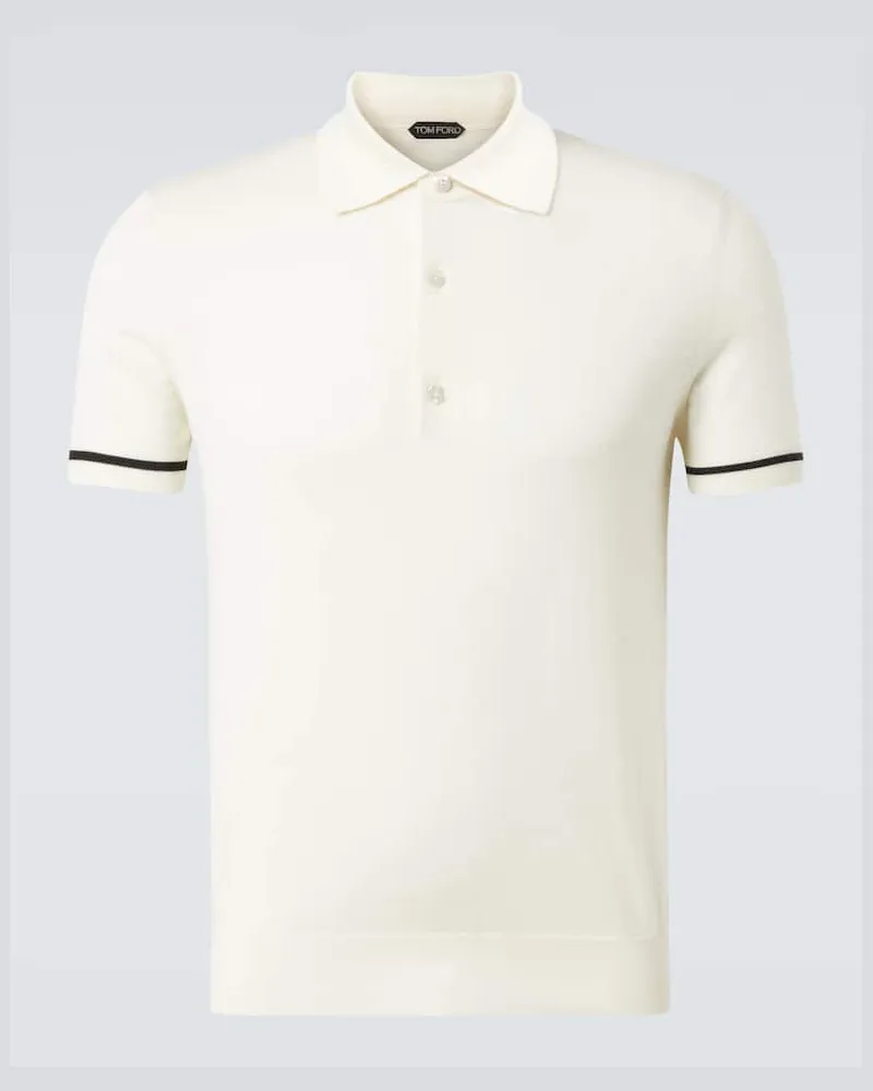 Tom Ford Polohemd aus Kaschmir und Seide Weiß