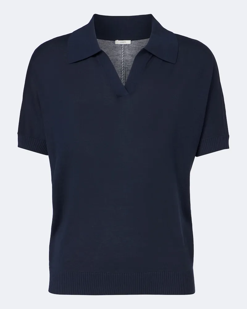 Joseph Polopullover Niata aus Seide Blau