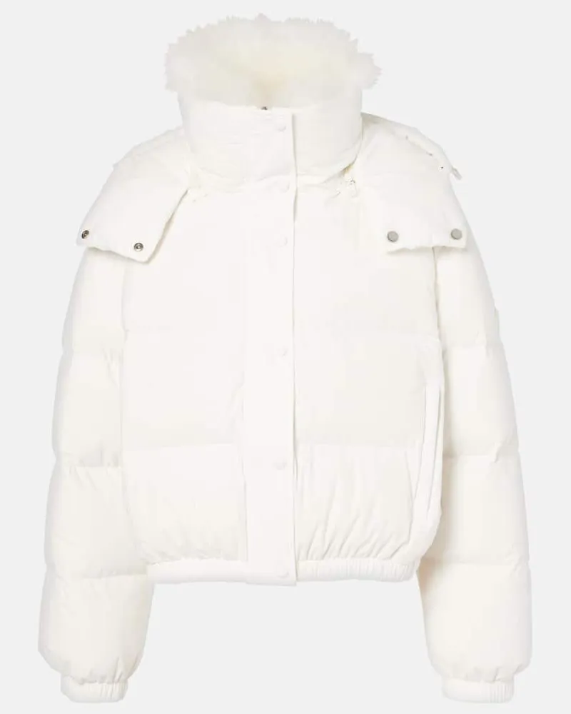Yves Salomon Skijacke Doudoune 58 cm mit Shearling Weiß
