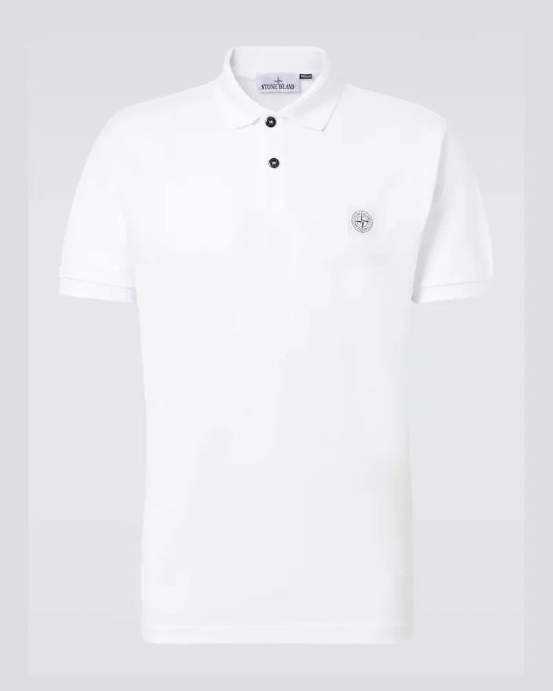 Stone Island Polohemd Compass aus Baumwoll-Piqué Weiß