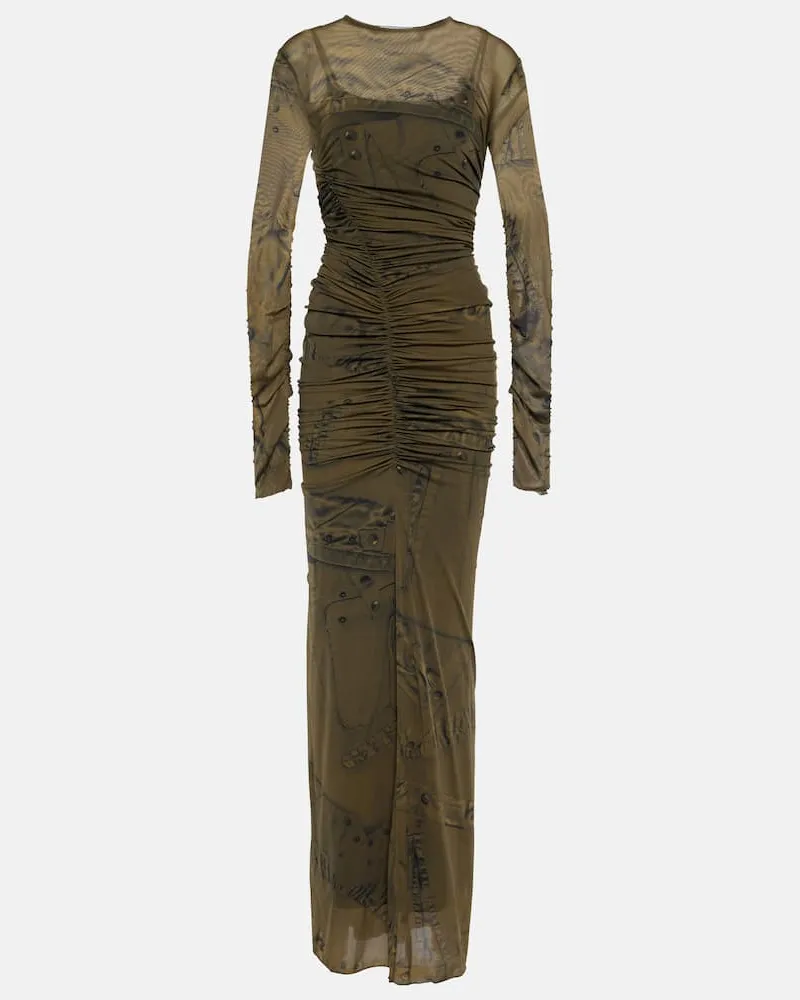 Blumarine Bedrucktes Maxikleid aus Jersey Grün