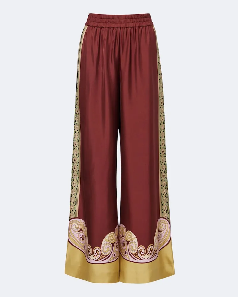 La DoubleJ Bedruckte Palazzo-Hose aus Seiden-Twill Multicolor