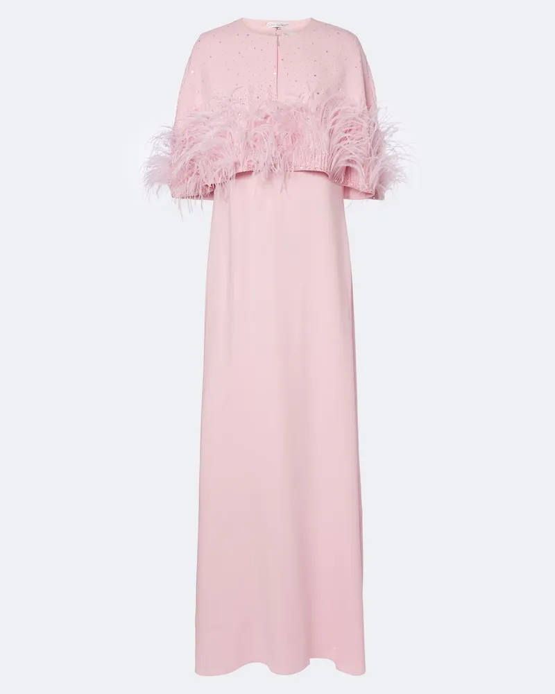 Oscar de la Renta Verzierte Robe aus einem Seidengemisch Rosa