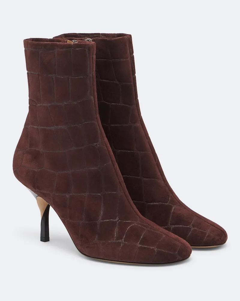 Jacquemus Ankle Boots Collant aus Veloursleder Braun