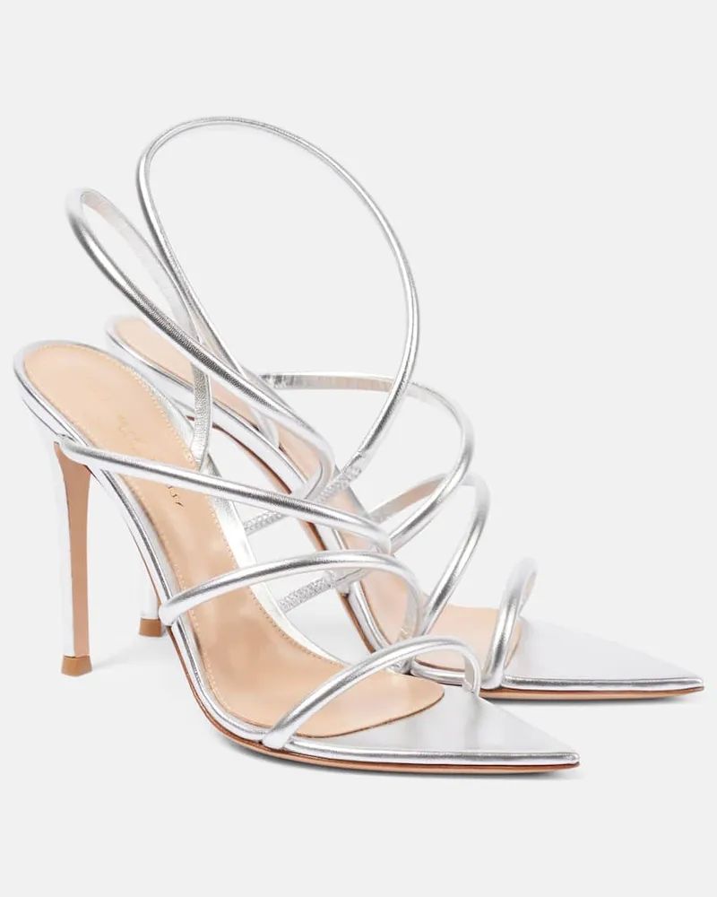 Gianvito Rossi Sandalen Ettie 105 aus Metallic-Leder Silber