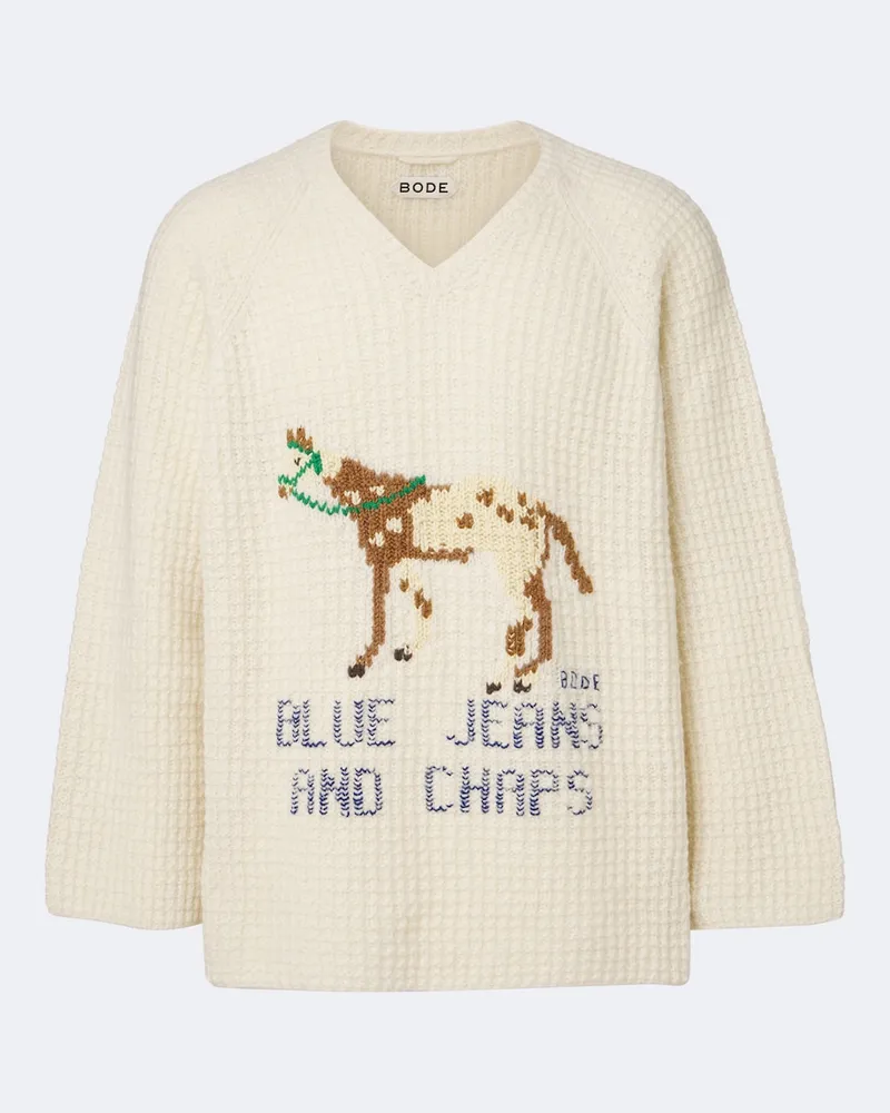 BODE Pullover Show aus Wolle Weiß