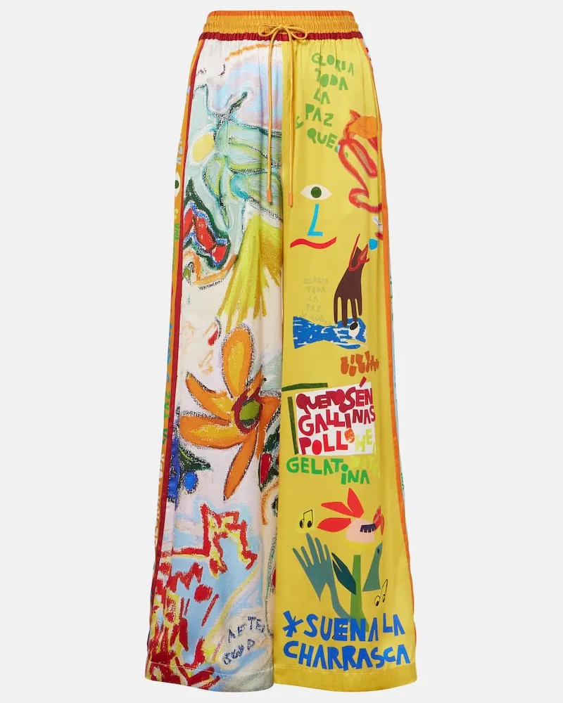 ALEMAIS Alémais Weite Hose La Charrasca aus Seidensatin Multicolor