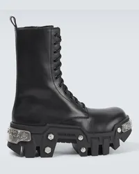 Balenciaga Schnuerstiefel Bulldozer aus Leder Schwarz