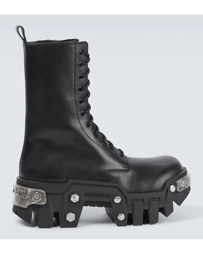 Balenciaga Schnuerstiefel Bulldozer aus Leder Schwarz