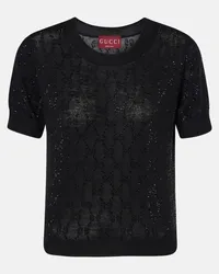 Gucci Top GG Crystal aus Wolle Schwarz