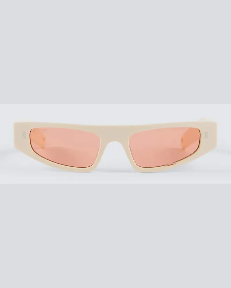 Gucci Eckige Sonnenbrille Weiß