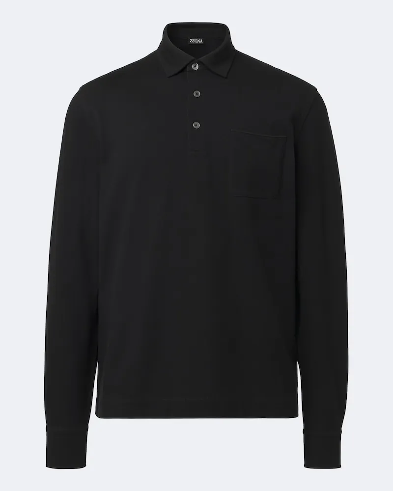 Ermenegildo Zegna Poloshirt aus Baumwoll-Piqué Schwarz