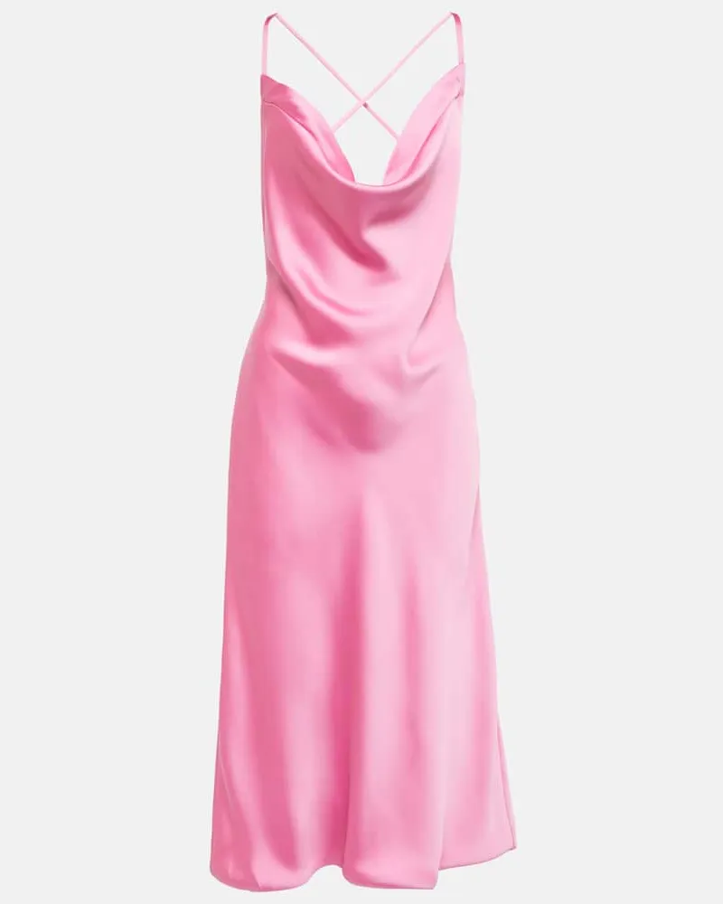 Norma Kamali Midikleid aus Satin Rosa