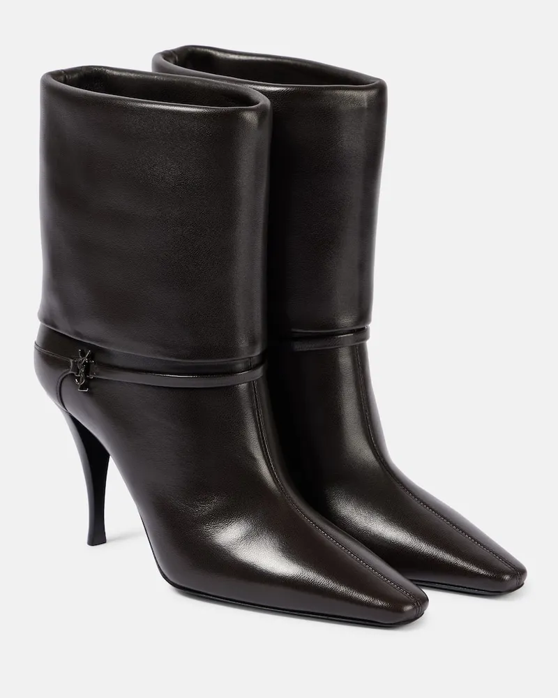 Saint Laurent Ankle Boots Vicky 90 aus Leder Braun