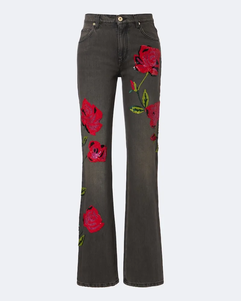 Blumarine Wide-Leg Jeans mit Pailletten Grau