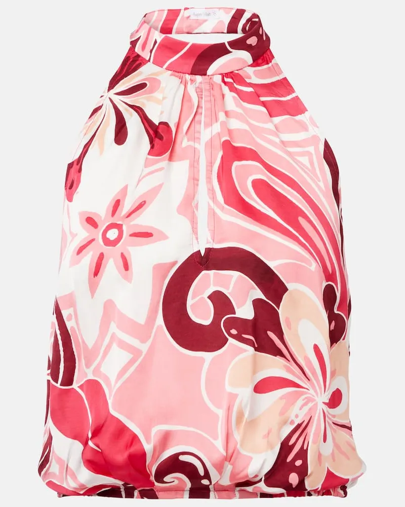 Poupette St Barth Bedrucktes Top Clea aus Satin Multicolor